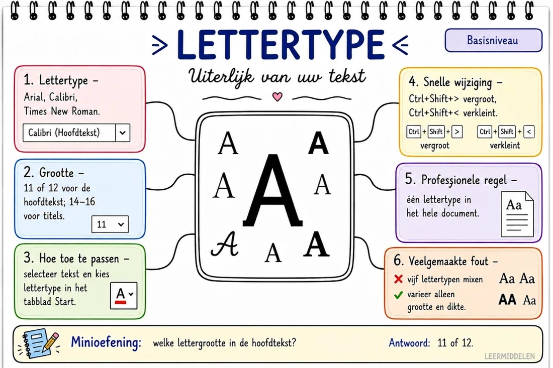 Mindmap — Word: lettertype en opmaak